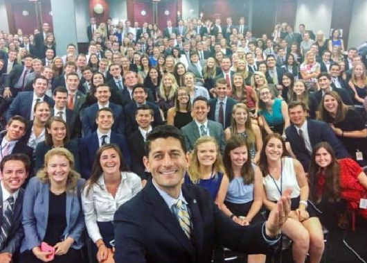 A photograph indicated Democratic inters more diverse than Republican interns