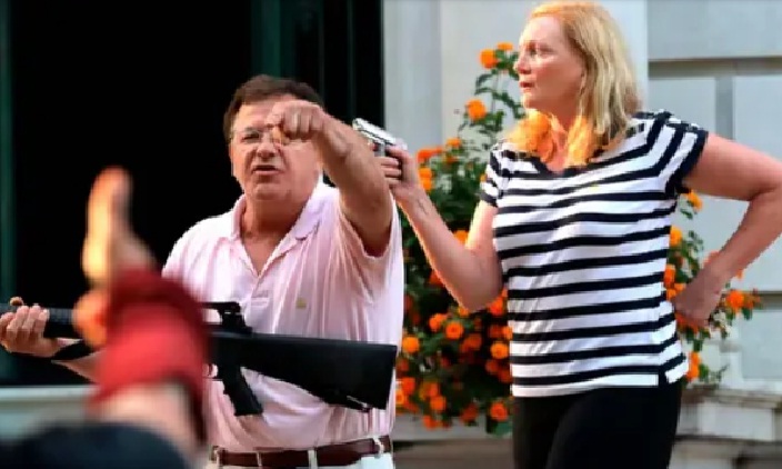 President Trump shared a video of White Couple pointing Guns at Protesters