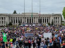 Protesters gathered outside Capitol Building in Washington against Vaccine Mandate